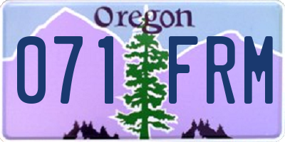 OR license plate 071FRM