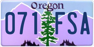 OR license plate 071FSA
