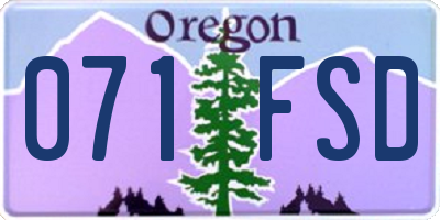 OR license plate 071FSD