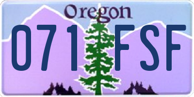 OR license plate 071FSF