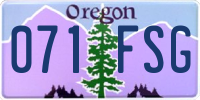 OR license plate 071FSG