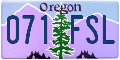 OR license plate 071FSL