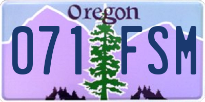 OR license plate 071FSM