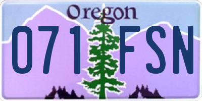 OR license plate 071FSN