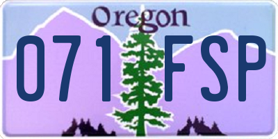 OR license plate 071FSP