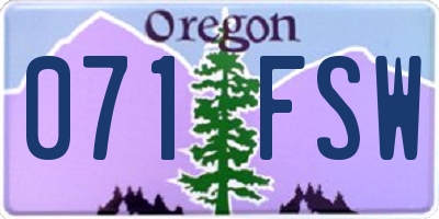OR license plate 071FSW