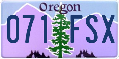 OR license plate 071FSX