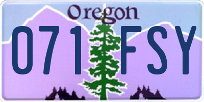 OR license plate 071FSY