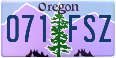 OR license plate 071FSZ