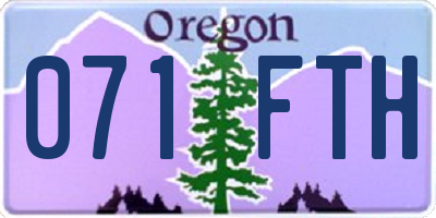 OR license plate 071FTH