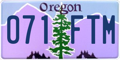 OR license plate 071FTM