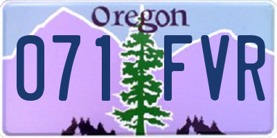 OR license plate 071FVR