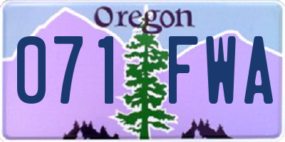 OR license plate 071FWA