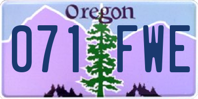 OR license plate 071FWE