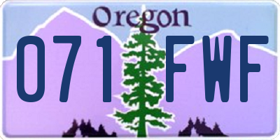 OR license plate 071FWF