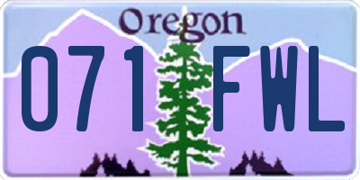 OR license plate 071FWL