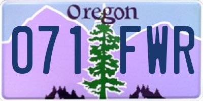 OR license plate 071FWR