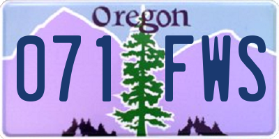 OR license plate 071FWS