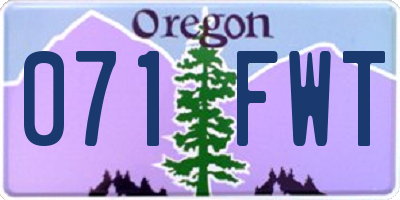OR license plate 071FWT