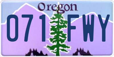 OR license plate 071FWY