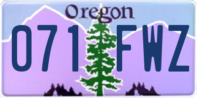 OR license plate 071FWZ