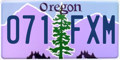 OR license plate 071FXM
