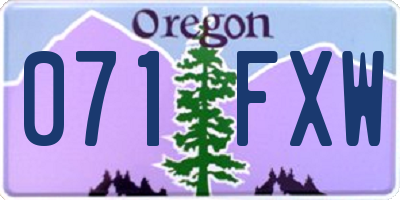 OR license plate 071FXW