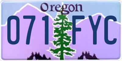 OR license plate 071FYC