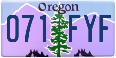 OR license plate 071FYF