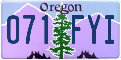 OR license plate 071FYI