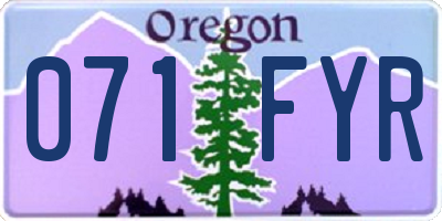 OR license plate 071FYR