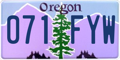 OR license plate 071FYW