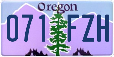 OR license plate 071FZH