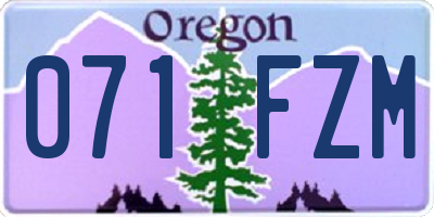 OR license plate 071FZM