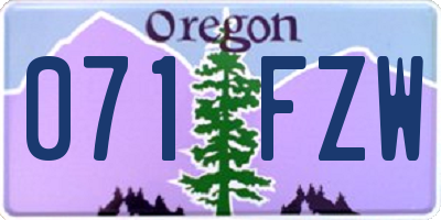 OR license plate 071FZW