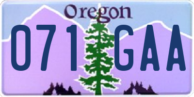 OR license plate 071GAA