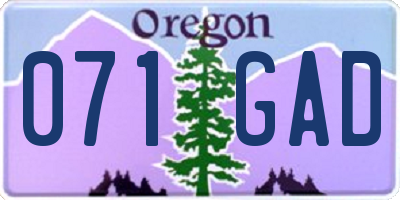 OR license plate 071GAD