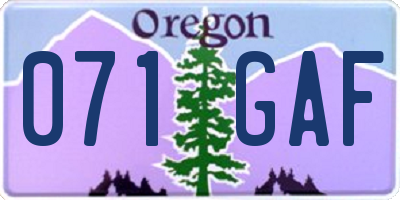 OR license plate 071GAF