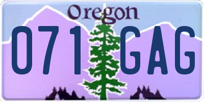 OR license plate 071GAG