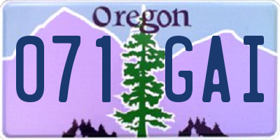 OR license plate 071GAI