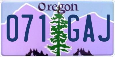 OR license plate 071GAJ