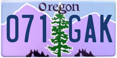 OR license plate 071GAK
