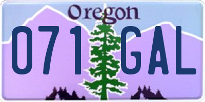 OR license plate 071GAL