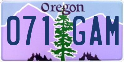 OR license plate 071GAM