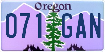 OR license plate 071GAN