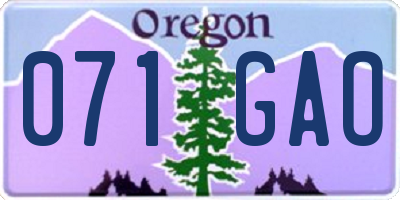OR license plate 071GAO