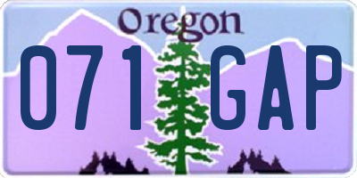 OR license plate 071GAP