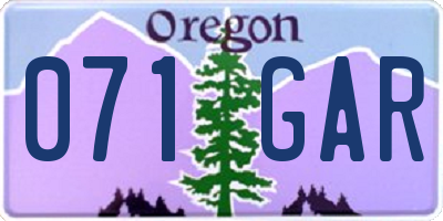OR license plate 071GAR
