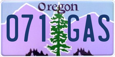 OR license plate 071GAS