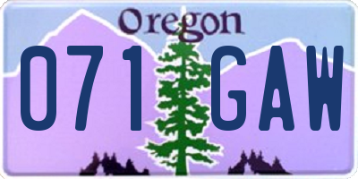 OR license plate 071GAW